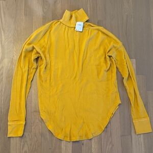 Free People Mustard Yellow Ribbed Turtleneck Sweater